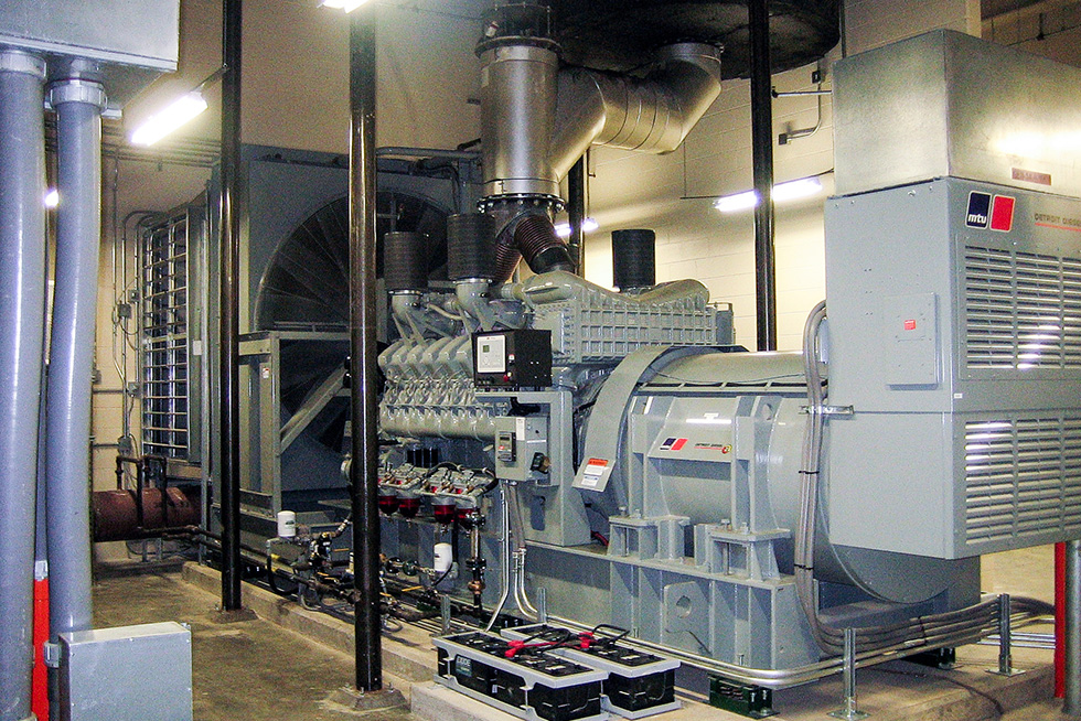 The redundant generator plant is capable of powering up the entire facility without interruption in service.
