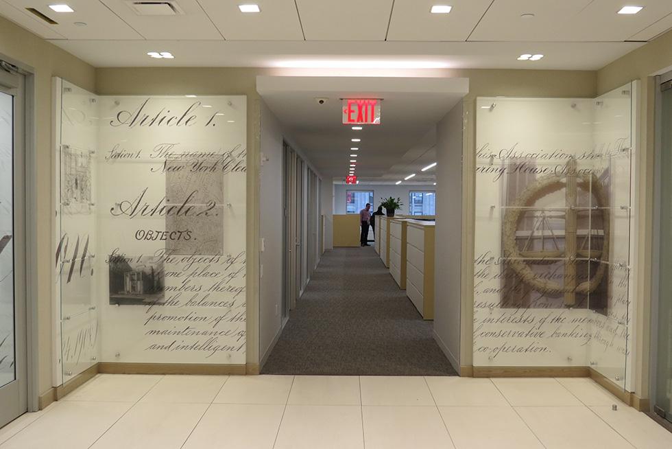 Inner lobby, within the secure zone, are emblazoned with more graphics and images