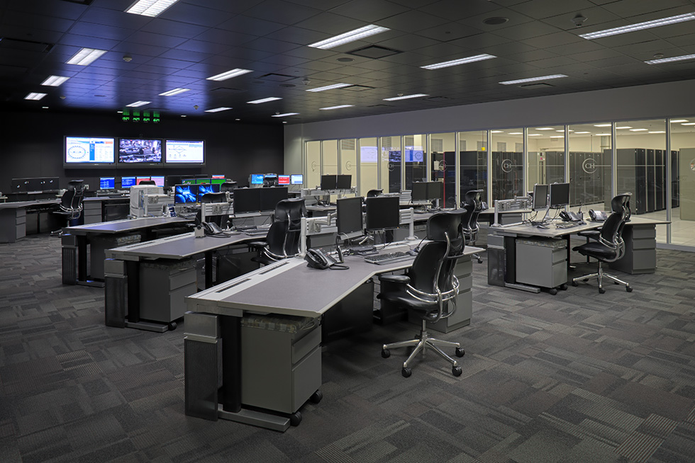 The operations center monitor's the entire organization's network as well as potential impacts locally, regionally, throughout the US and globally