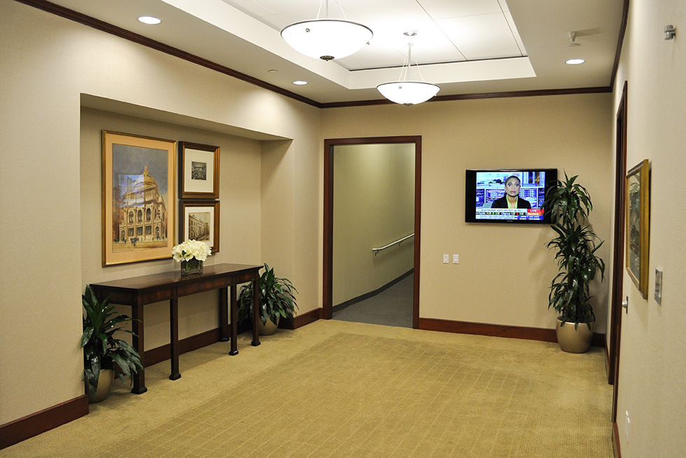 The anteroom to the boardroom prominently displays more artifacts and artwork