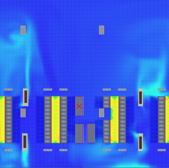 CFD study results - Phase I build 12.5kW/cabinet with CRAC failure