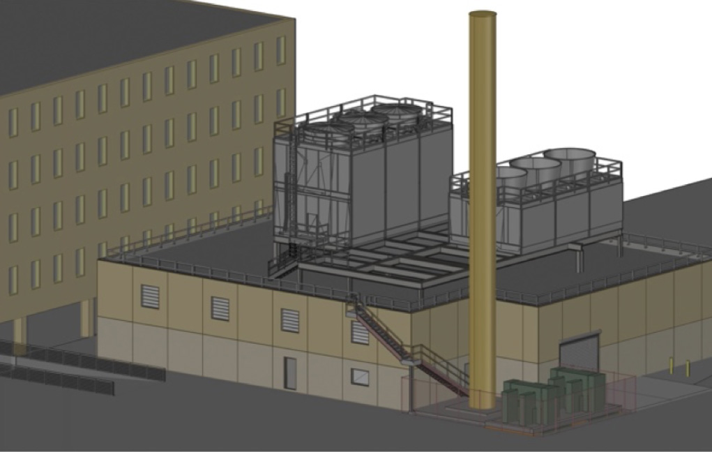 New structure sited adjacent to existing state building, per the CT DCS and other logistical requirements